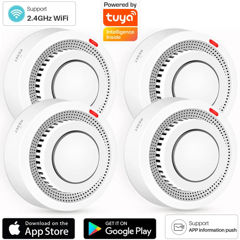 Wifi Smoke Detector Sensor Wireless Fire Protection Smoke Alarm High Sensitivity Safety Prevention Sensor 80DB Work with tuya