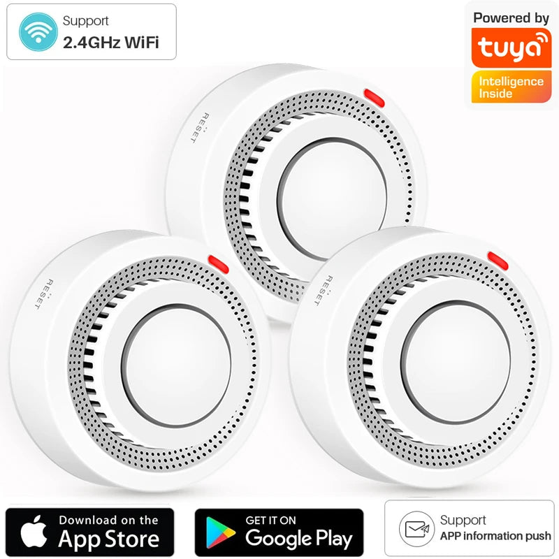 Wifi Smoke Detector Sensor Wireless Fire Protection Smoke Alarm High Sensitivity Safety Prevention Sensor 80DB Work with tuya