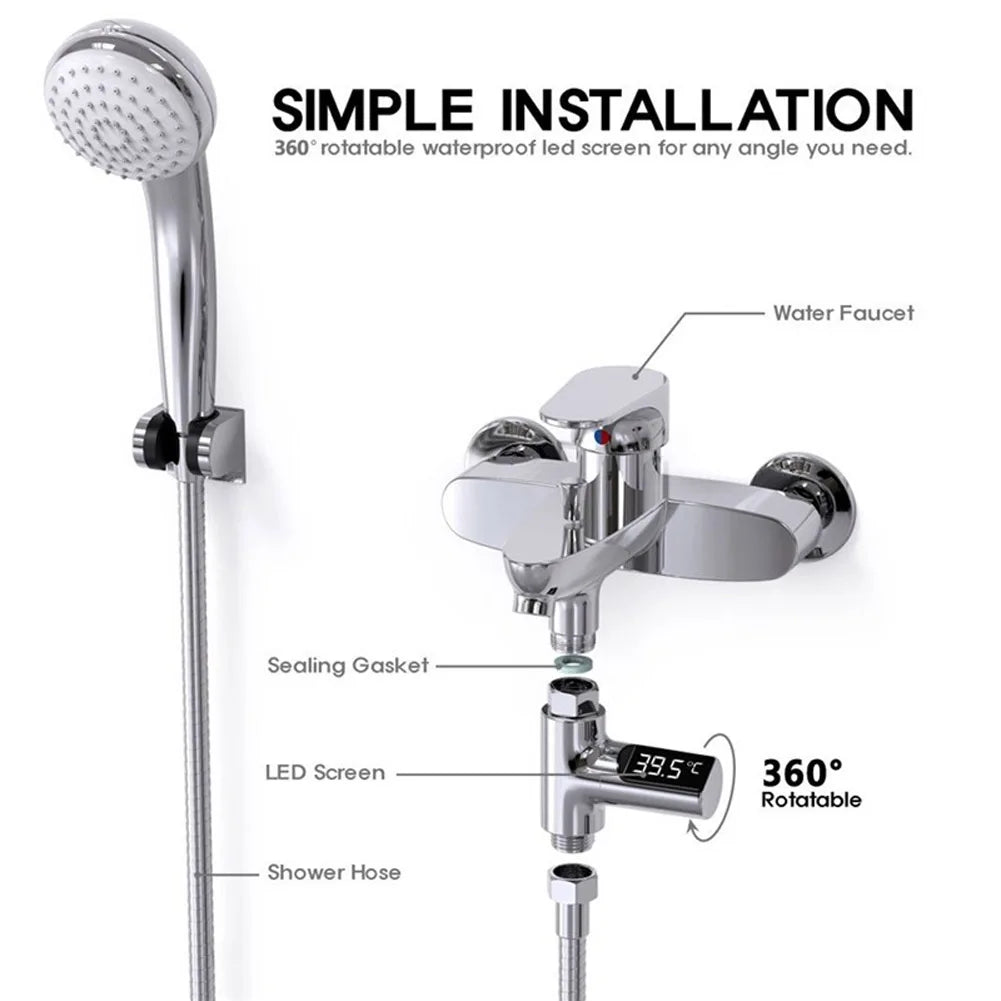 Digital Shower Temperature Led Display Water Thermometer Realtime Monitor Uk Bathroom Faucet Basin Bath Mixer