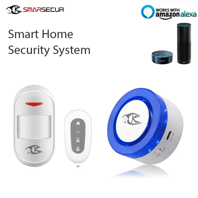 Wireless WIFI Smart Home Security Alarm System With Smoke Sensor PIR Detector  WIFI Siren Door Contact