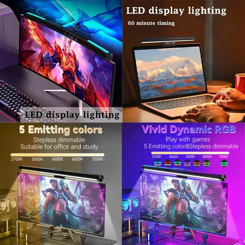 شريط إضاءة شاشة LED مصباح كمبيوتر للقراءة ضوء معلق على الشاشة ضوء مكتبي باهتة بدون خطوات للشاشة لغرفة النوم وغرفة الدراسة
