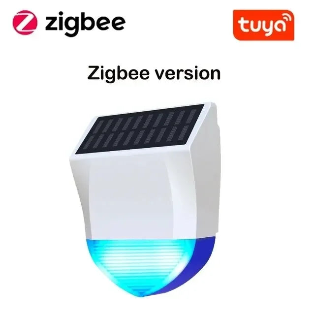 Tuya Smart لمستشعر إنذار صفارة زيجبي/واي فاي خارجي مقاوم للماء يعمل بالطاقة الشمسية وUSB اختياري 95 ديسيبل للتحكم عن بعد