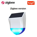 Tuya Smart لمستشعر إنذار صفارة زيجبي/واي فاي خارجي مقاوم للماء يعمل بالطاقة الشمسية وUSB اختياري 95 ديسيبل للتحكم عن بعد