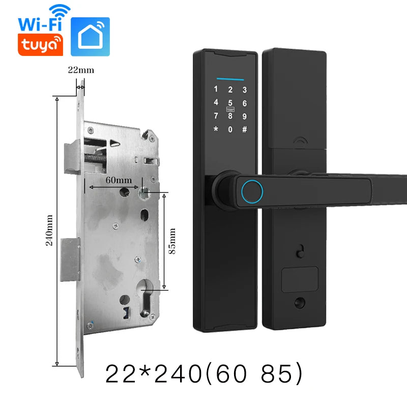 Smart Door Lock With WiFi Tuya APP Digital Electronic Lock Wooden Door Lock Biometric Fingerprint Smart Home Remote Unlocking