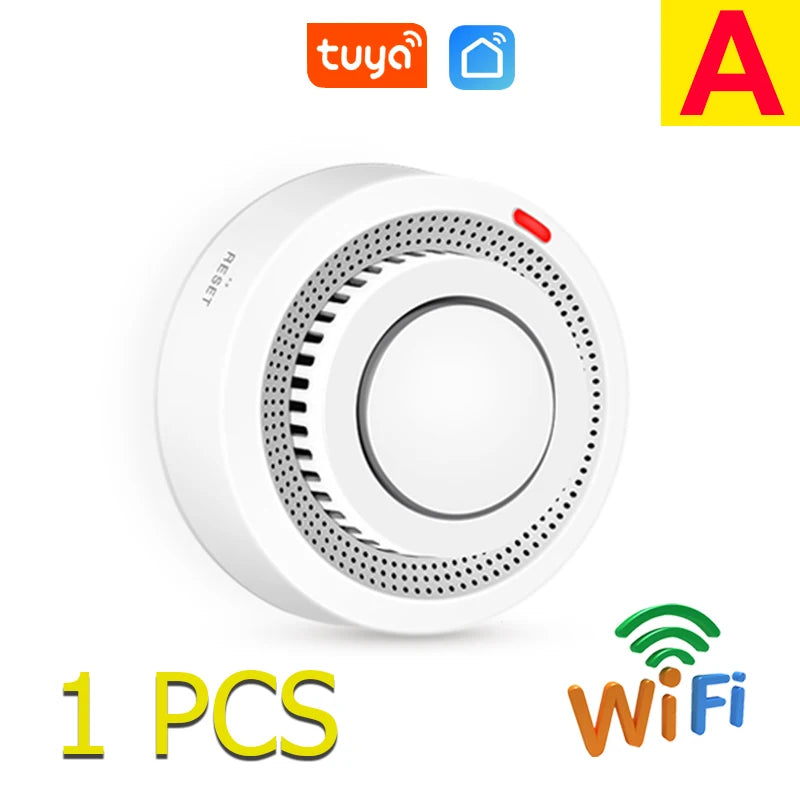 Tuya WiFi Smoke Detector Wireless Photoelectric Sensor Fire Alarm Home Kitchen Security System Smart Life App Alert Sound Alarm