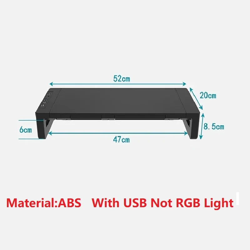 Multifunctional Computer Monitor Stand Riser with RGB Lighting& Fast Charging Interface Height-Adjustable Desk Shelf Riser