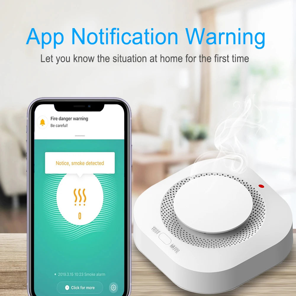 كاشف دخان Tuya WiFi Zigbee، كاشف حريق ذكي لأمان المنزل من الحرائق، تنبيهات طوارئ، كاشف دخان لاسلكي مترابط
