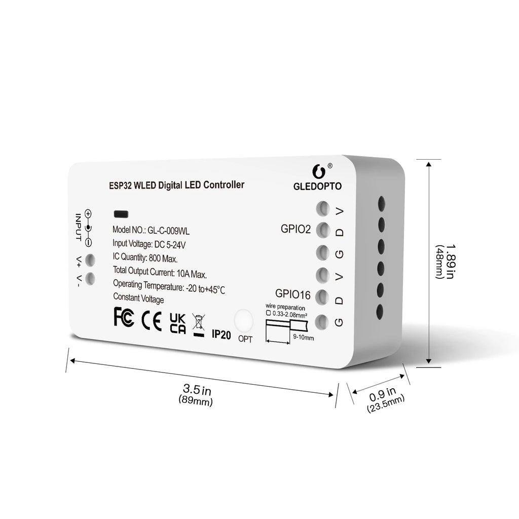 وحدة تحكم شريط رقمي ESP32 WLED RGB RGBW تدعم شرائط WS2811 SK6812 SM16703P WS2812B وتطبيقات الويب وMQTT وHome Assistant Automation