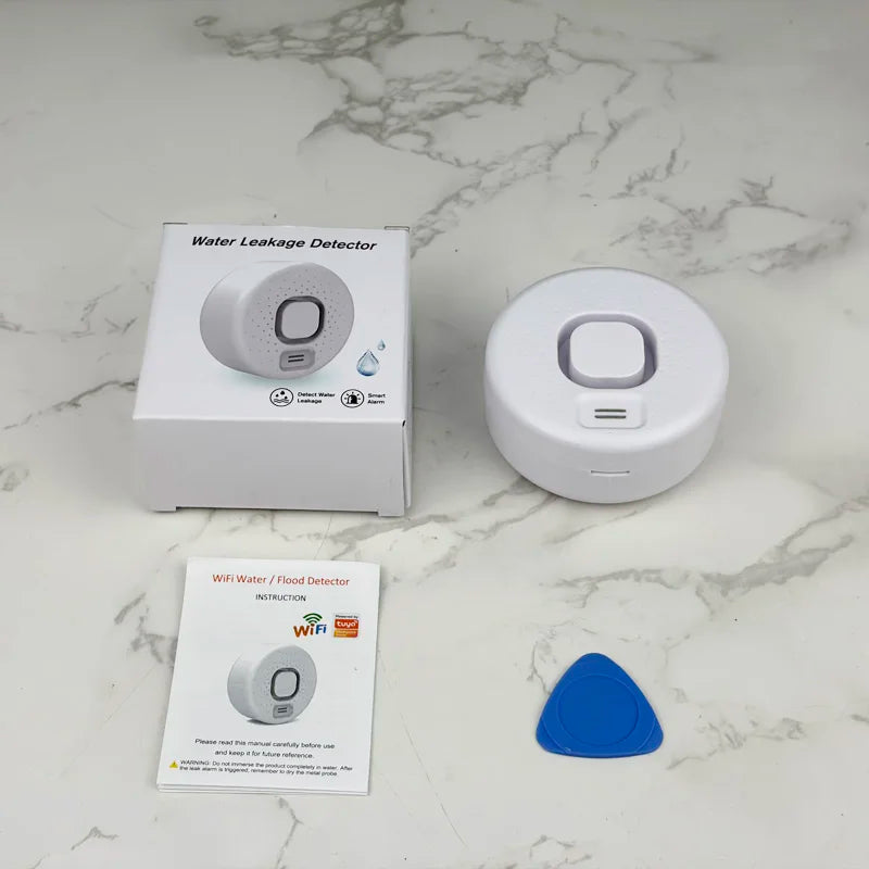مستشعر المياه Tuya WiFi، تطبيق Smart Life للمنزل، كاشف تسرب وفيضانات مع إنذار صوتي عالٍ، تطبيق الربط، المراقبة عن بعد