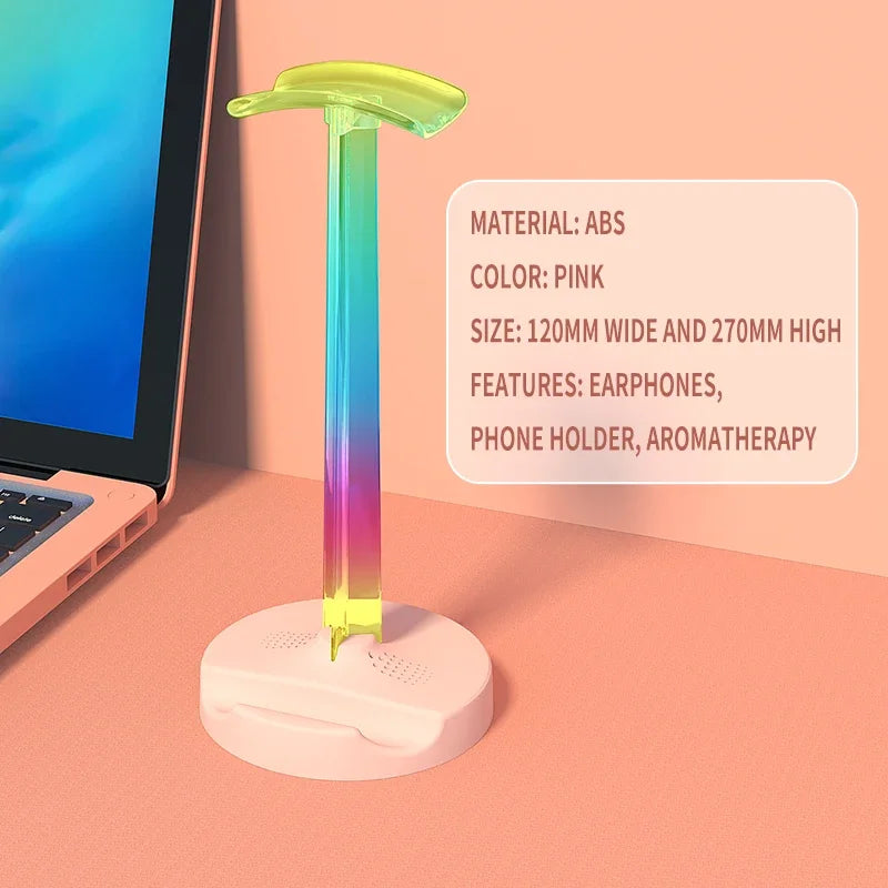 حامل سماعة رأس ألعاب RGB إضاءة محيطية لسطح المكتب - تصميم مريح، هدية مثالية للاعبي الكمبيوتر