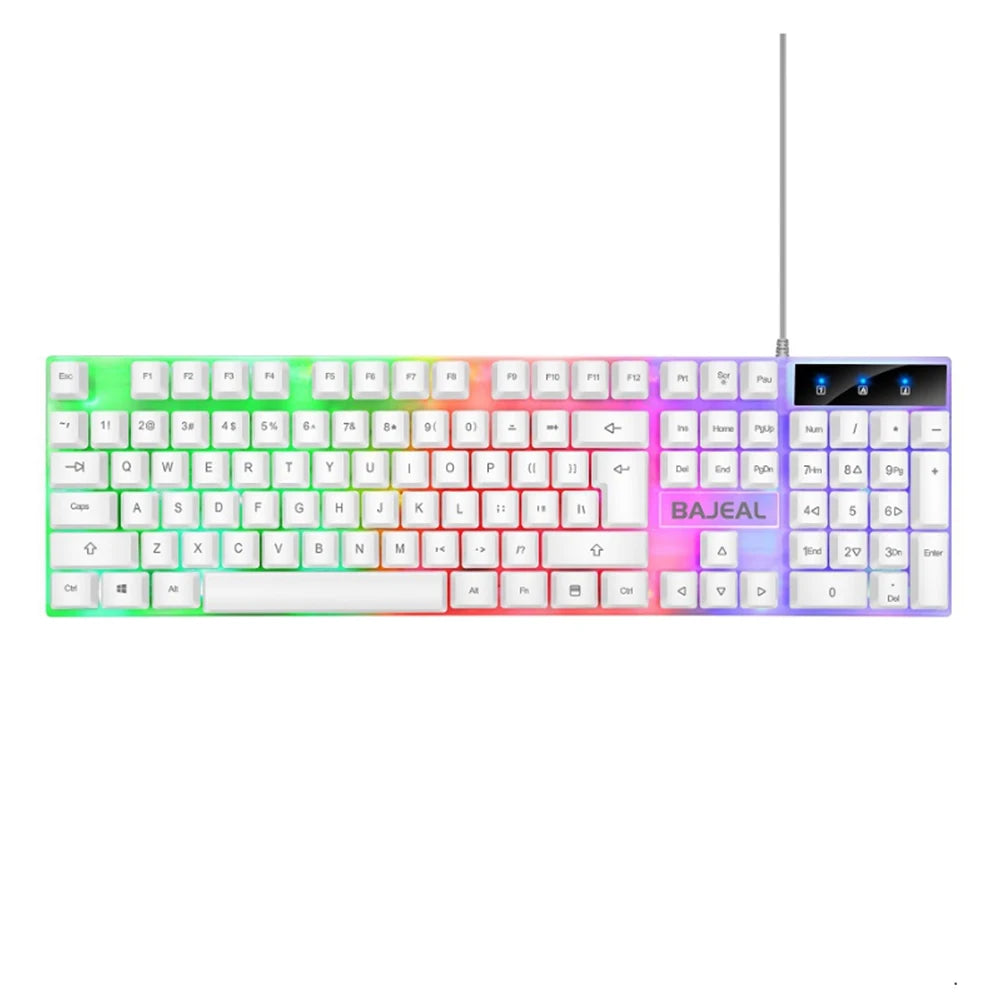لوحة مفاتيح وماوس ألعاب RGB سلكية/لاسلكية للكمبيوتر الشخصي، لوحة مفاتيح ألعاب USB بإضاءة خلفية للكمبيوتر المحمول