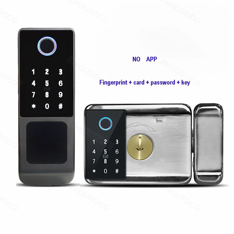 Tuya Wifi Smart Lock Outdoor Waterproof Fingerprint Biometric Digital LockTTLock App Card Keyless Electronic Smart Door Lock