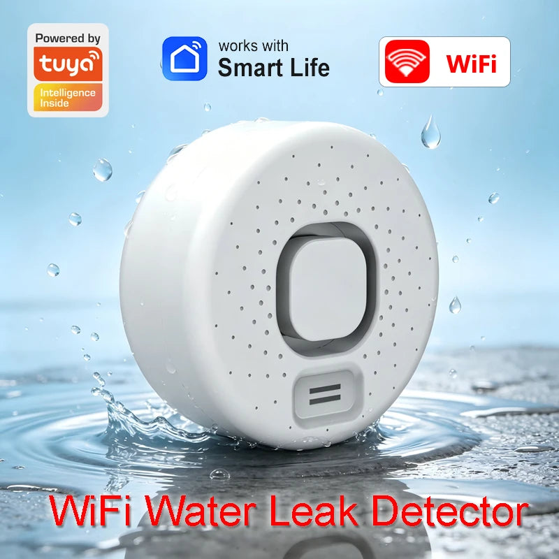 مستشعر المياه Tuya WiFi، تطبيق Smart Life للمنزل، كاشف تسرب وفيضانات مع إنذار صوتي عالٍ، تطبيق الربط، المراقبة عن بعد