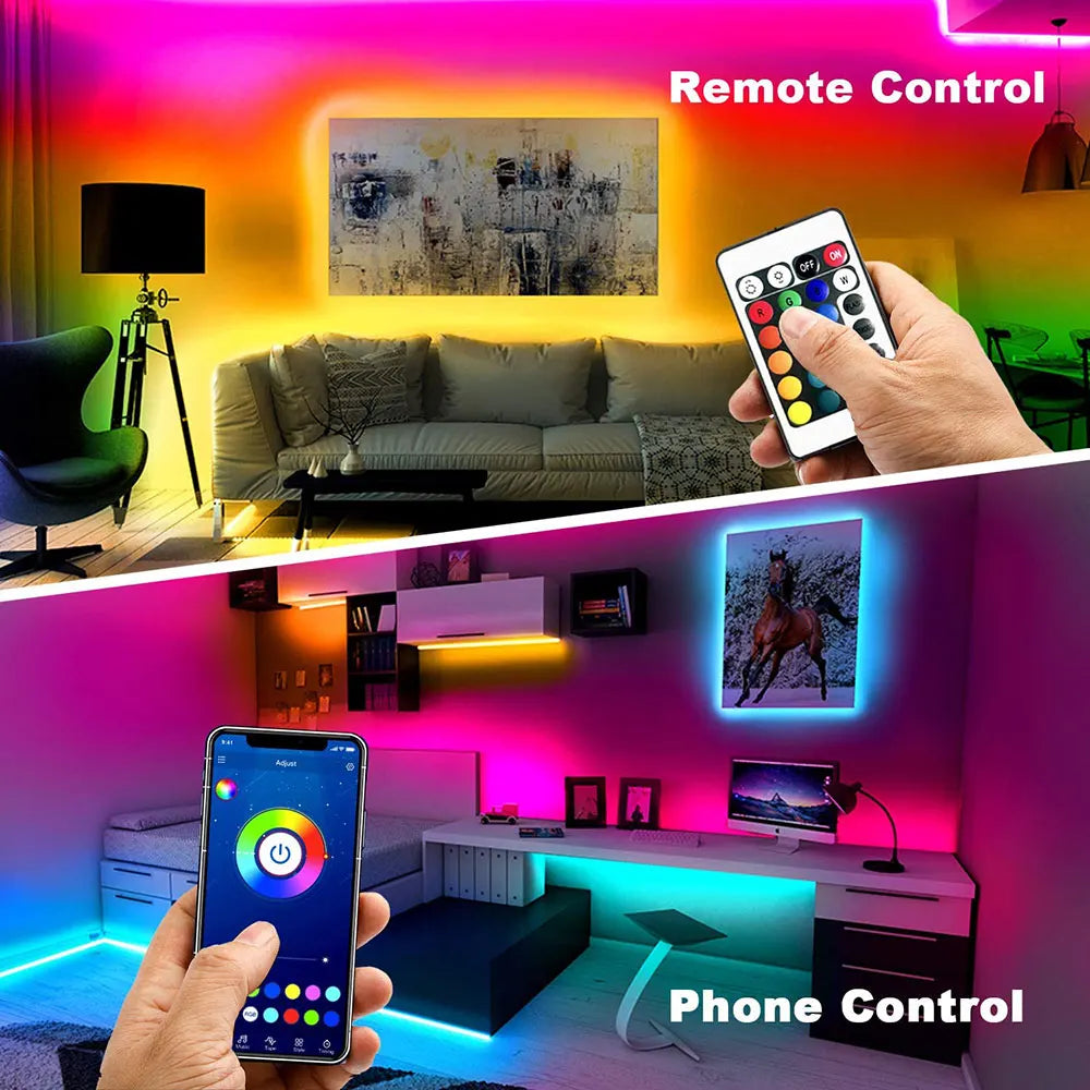 أضواء شريط ليد RGB 5050 للمنزل الذكي، تلفزيون، مصابيح جدارية USB، ديكور رمضان 2023، غرف النوم، الخزائن، ديكور غرف جمالي، ضوء ليلي