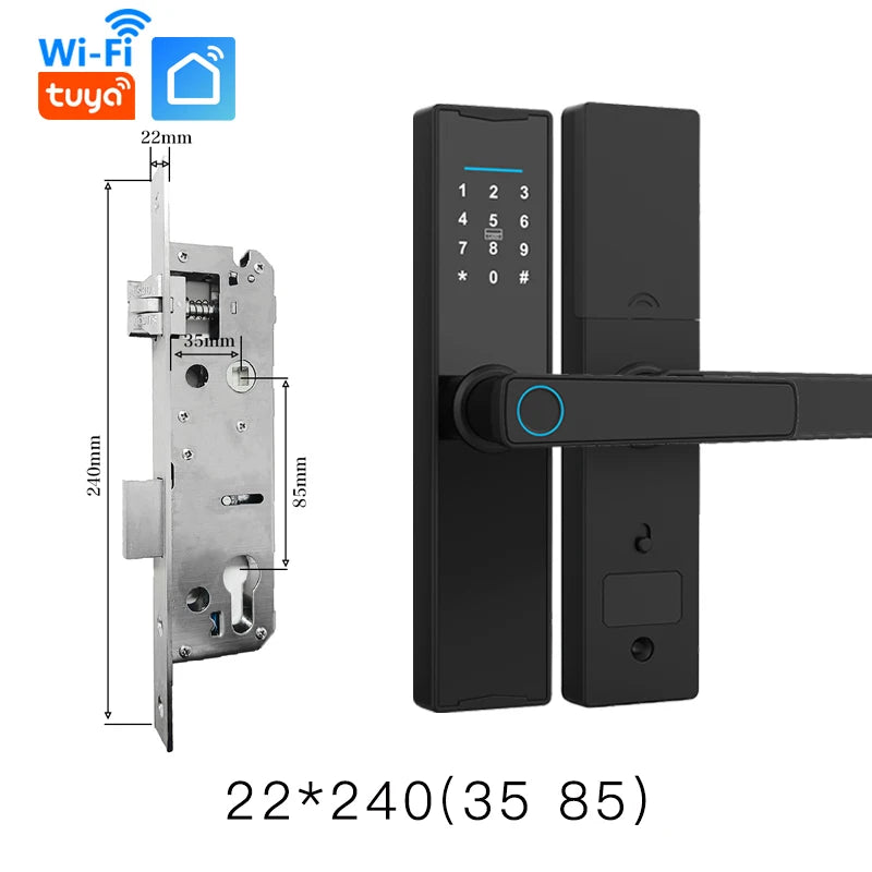 Smart Door Lock With WiFi Tuya APP Digital Electronic Lock Wooden Door Lock Biometric Fingerprint Smart Home Remote Unlocking