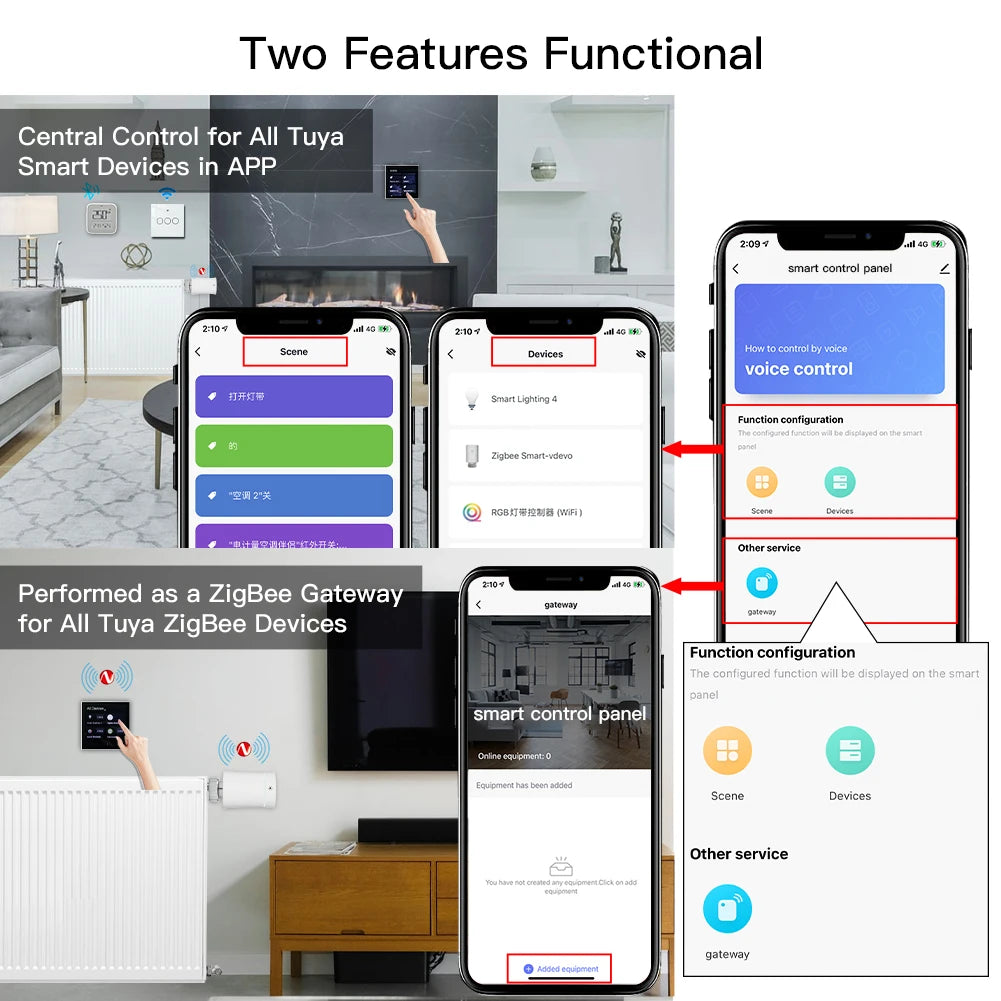 لوحة تحكم بشاشة لمس متعددة الوظائف من Tuya/Smart Life مقاس 4 بوصات، مركزية للمشاهد الذكية وأجهزة ZigBee Hub
