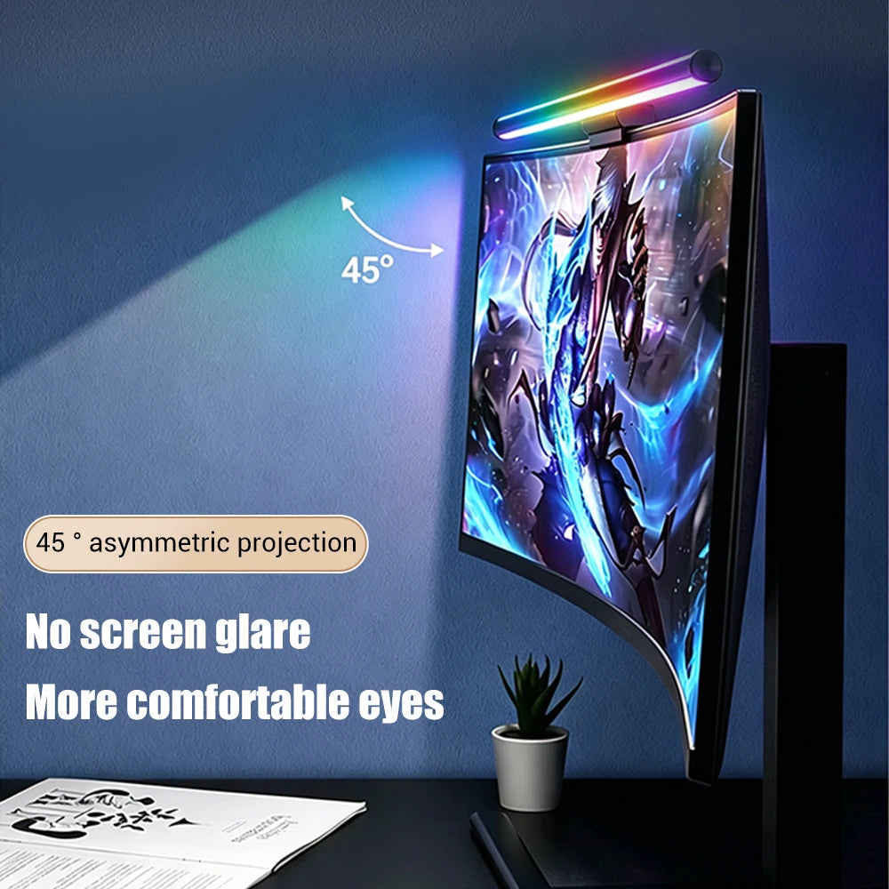 مصباح شريط الشاشة، مصباح تعليق الشاشة، يعتم RGB، شريط إضاءة لتزيين الغرفة، أضواء LED، إكسسوارات كمبيوتر سطح المكتب للمنزل للاعبين
