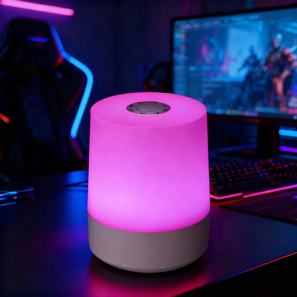مصباح ليلي ذكي LED RGB مع جهاز تحكم عن بعد وتحكم باللمس، مصباح أسطواني عصري قابل للتعتيم لغرفة النوم والقراءة والديكور
