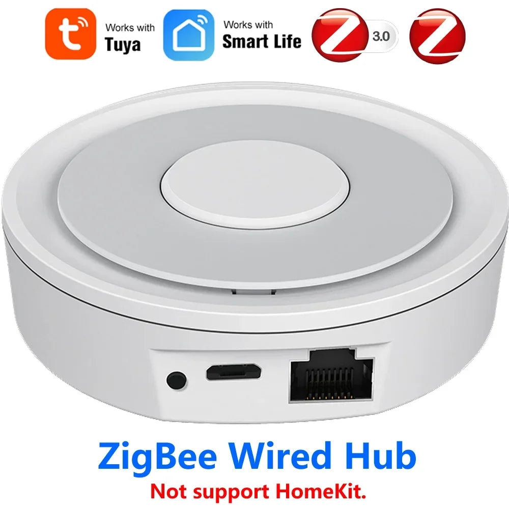 Tuya Smart ZigBee Wireless/Wired Gateway Hub Bridge Remote Linkage Devices WiFi Central Control Host Works With Smart Life APP