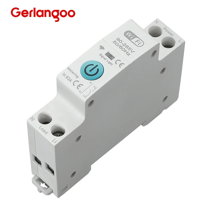 قاطع الدائرة الذكي Tuya WiFi MCB 1P+N 63A، مؤقت طاقة، عداد استهلاك كيلوواط ساعة للجهد والتيار، مفتاح حماية وتحكم صوتي عن بعد