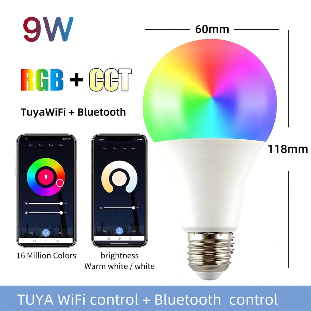 Smart WiFi LED Bulb RGB Voice APP Remote Control Timer Work With Home Dimmable Light Bulb For Home Decor