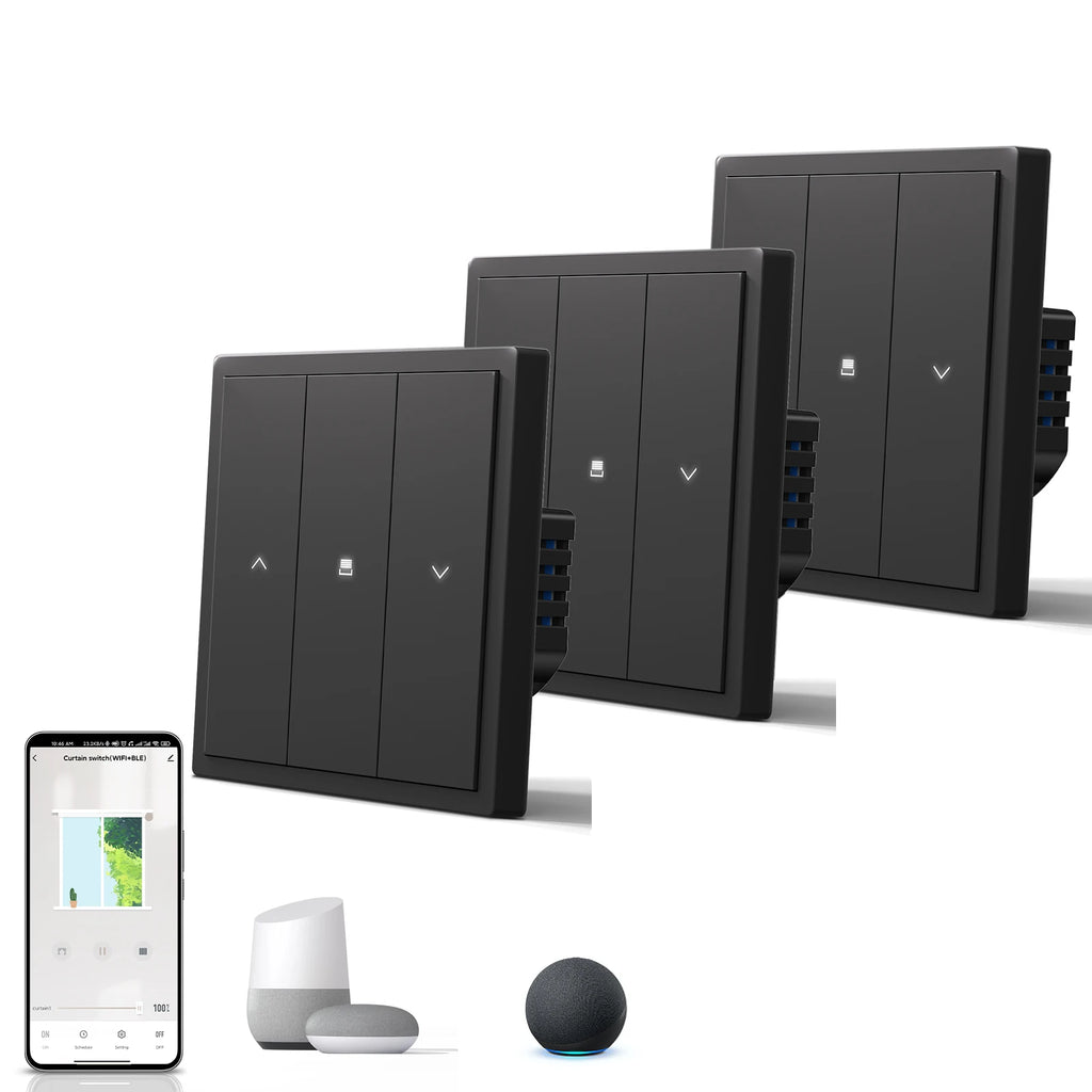 مفاتيح ستائر ذكية Zigbee من BSEED، مفتاح غالق ميكانيكي كبير الأزرار Zigbee، مفاتيح حائط ذكية TUYA، ستائر دوارة سوداء