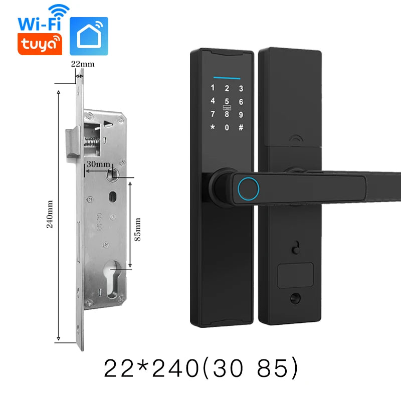Smart Door Lock With WiFi Tuya APP Digital Electronic Lock Wooden Door Lock Biometric Fingerprint Smart Home Remote Unlocking
