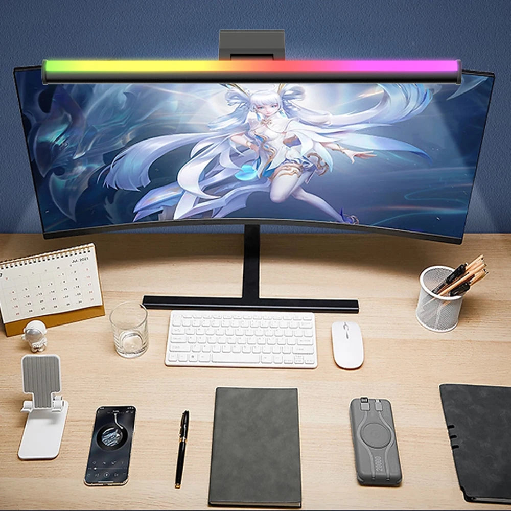 مصباح شريط الشاشة، مصباح تعليق الشاشة، يعتم RGB، شريط إضاءة لتزيين الغرفة، أضواء LED، إكسسوارات كمبيوتر سطح المكتب للمنزل للاعبين