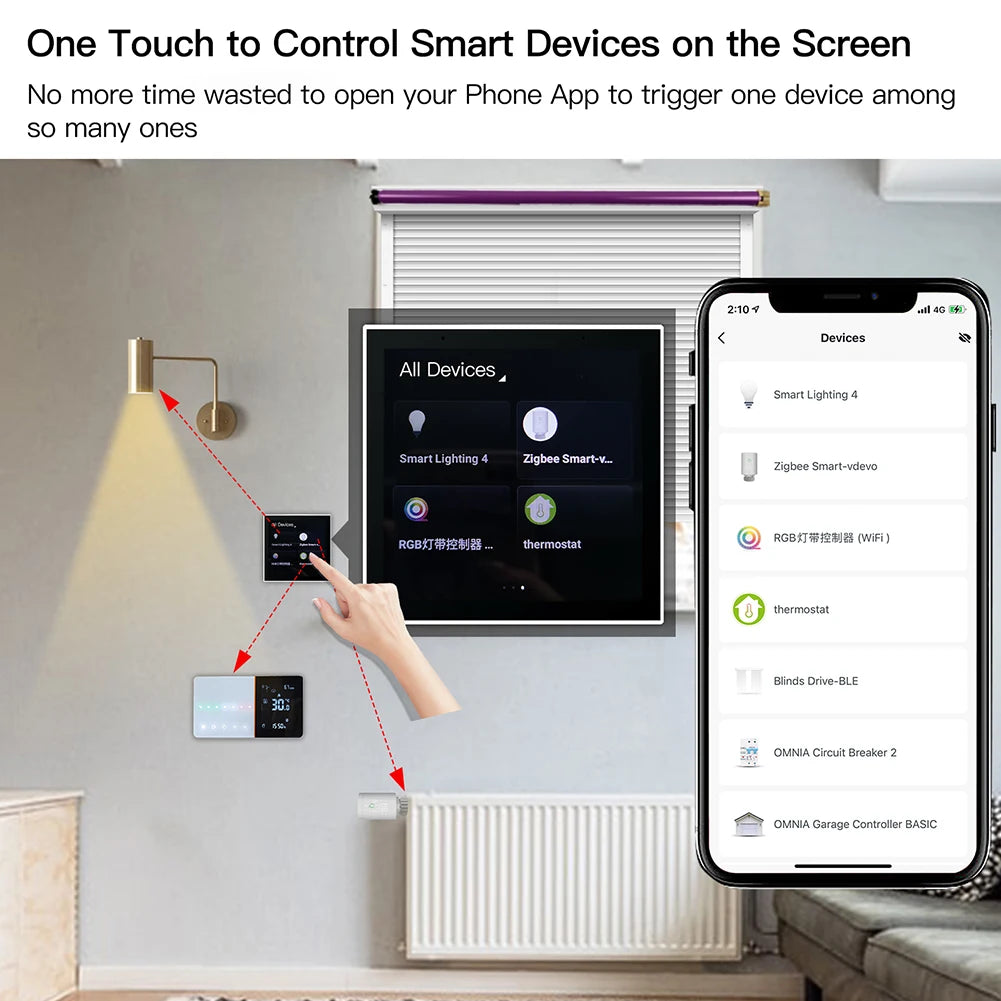 لوحة تحكم بشاشة لمس متعددة الوظائف من Tuya/Smart Life مقاس 4 بوصات، مركزية للمشاهد الذكية وأجهزة ZigBee Hub