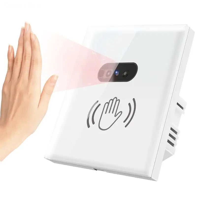 Smart Wall Light Switch Hand Sweep Sensor Infrared Sensor Switch Glass Display Panel Neutral Wire10A No Touch Needed ﻿