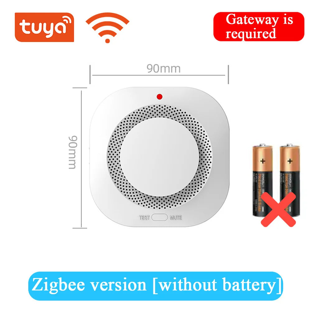 كاشف دخان Tuya WiFi Zigbee، كاشف حريق ذكي لأمان المنزل من الحرائق، تنبيهات طوارئ، كاشف دخان لاسلكي مترابط