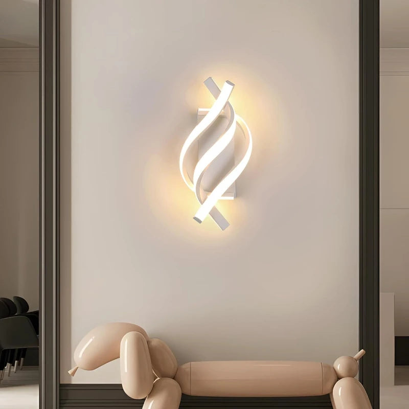 مصباح حائط LED بتصميم حلزوني منحني لغرفة النوم بجانب السرير، للممرات، غرف المعيشة، السلالم، إضاءة الممرات، ديكور منزلي.