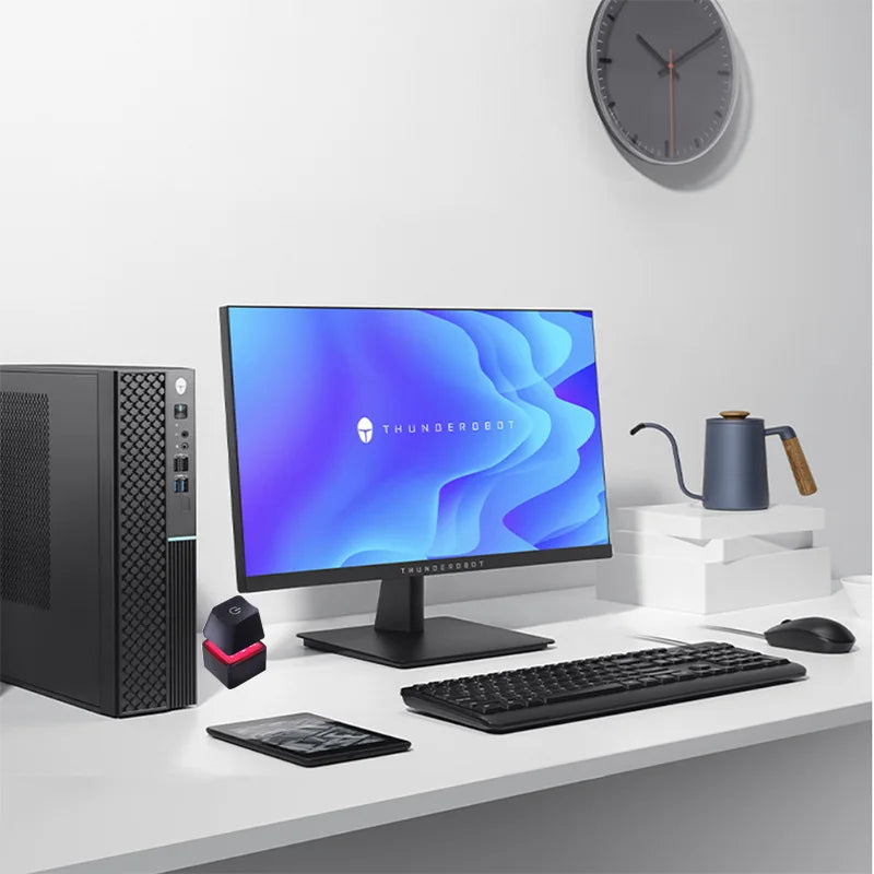 مفتاح تشغيل/إيقاف تشغيل الكمبيوتر المكتبي بإضاءة خلفية RGB ومفتاح ميكانيكي خارجي للتحكم عن بعد وزر إعادة ضبط اللوحة الأم للكمبيوتر