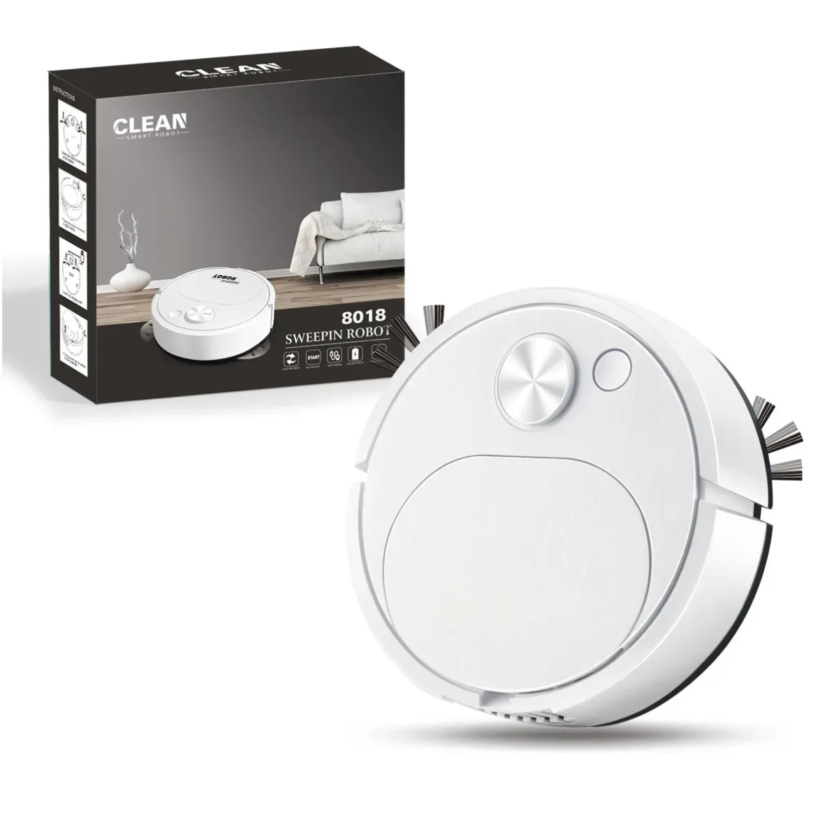 Smart USB Sweeping Robot Vacuum Cleaner 3-in-1 Wireless Mopping 1800Pa Powerful Cleaning for Home Office Floors