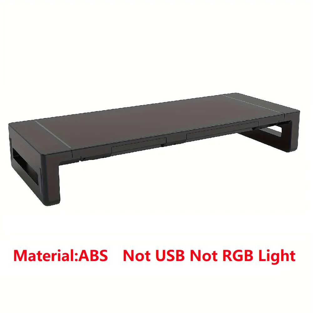 Multifunctional Computer Monitor Stand Riser with RGB Lighting& Fast Charging Interface Height-Adjustable Desk Shelf Riser