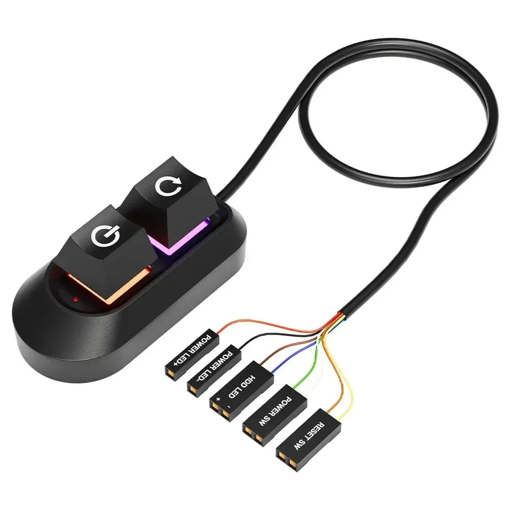 RGB LED Lights Computer Desktop Switch 2M PC Motherboard External Start Power On/Off And Reset Button Extension Cable Key Switch