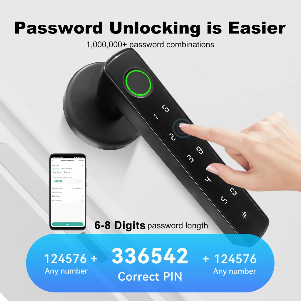 قفل باب تويا الذكي، قفل ببصمة الإصبع بتقنية البلوتوث، نظام التحكم الذكي للحياة، حماية أمنية للمنازل الذكية