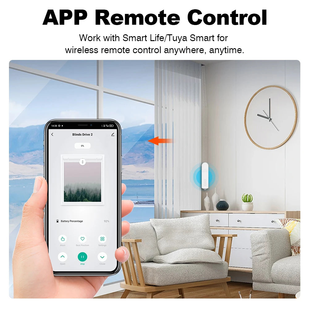 محرك ستارة كهربائي ذكي Zigbee من MANHOT نظام مفتاح ستارة بخمس حبات ستائر دوارة بسلسلة مع لوحة شمسية يعمل مع Tuya