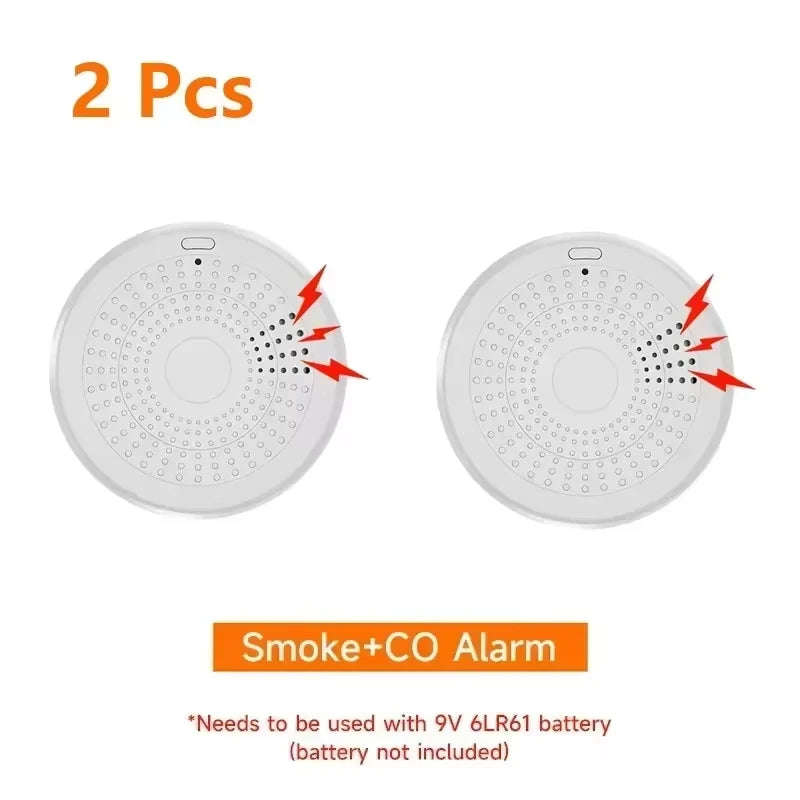 Tuya WiFi Integrated Carbon Monoxide & Smoke Detector Smart Life APP Alarm Sensor 2-in-1 Fire Safety Gas Detector