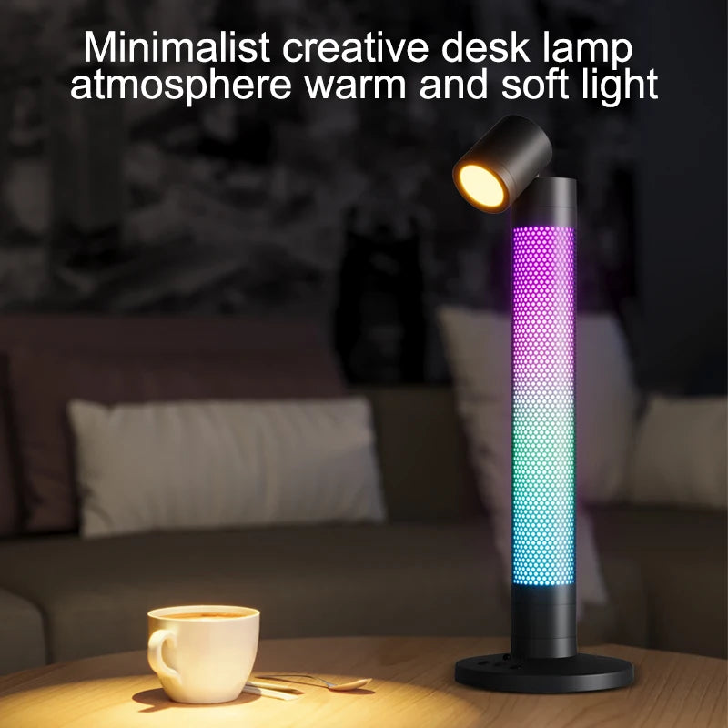 مصباح طاولة قراءة ذكي Tuya RGB مصباح جوي بجانب السرير ضوء ليلي بجهاز تحكم عن بعد مصباح مكتبي صوتي لتزيين غرفة النوم والدراسة