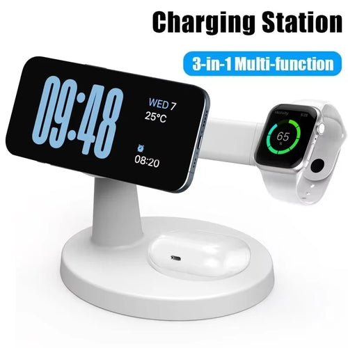 Blazing-Fast 3-in-1 Wireless Charging Station — Juice Up Your Phone, Watch & Earbuds All At Once, Zero Hassle!