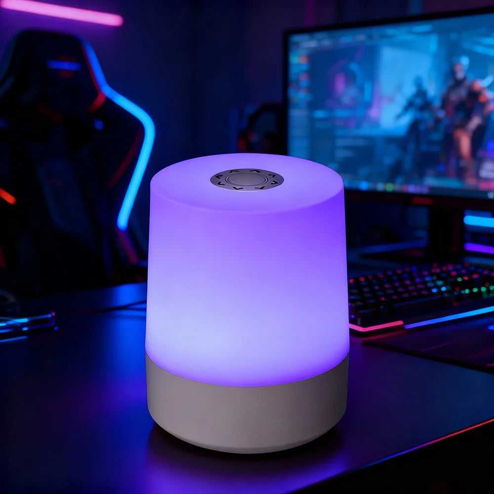 مصباح ليلي ذكي LED RGB مع جهاز تحكم عن بعد وتحكم باللمس، مصباح أسطواني عصري قابل للتعتيم لغرفة النوم والقراءة والديكور