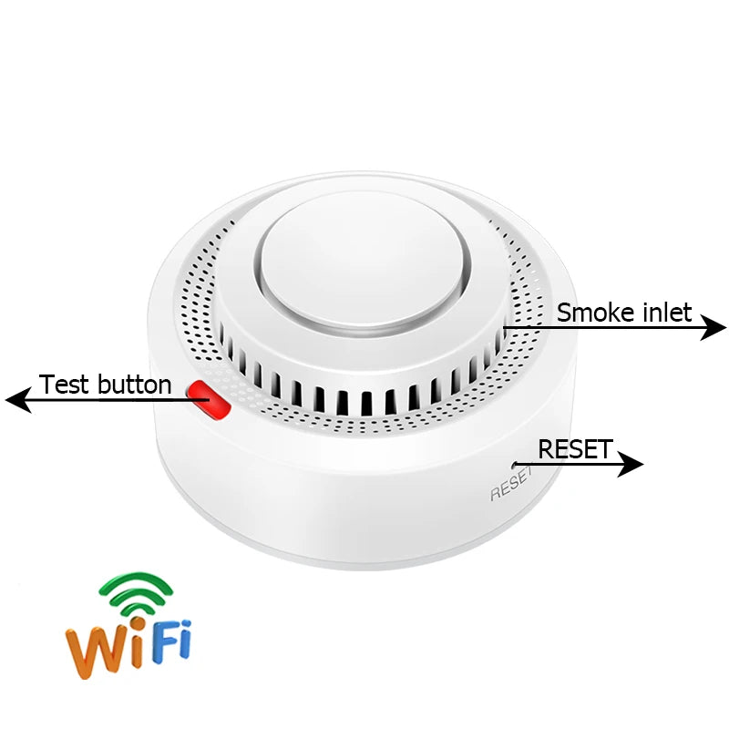 جهاز الكشف عن الدخان Tuya WiFi مستشعر بصري لاسلكي إنذار حريق نظام أمان للمنزل والمطبخ تطبيق Smart Life تنبيه إنذار صوتي