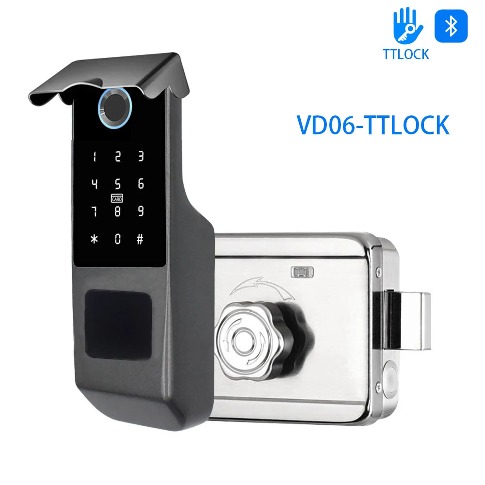 قفل ذكي خارجي مقاوم للماء مع لوحة مفاتيح رقمية للتحكم عن بعد، أمن حيوي Tuya/TTLOCK لباب البوابة