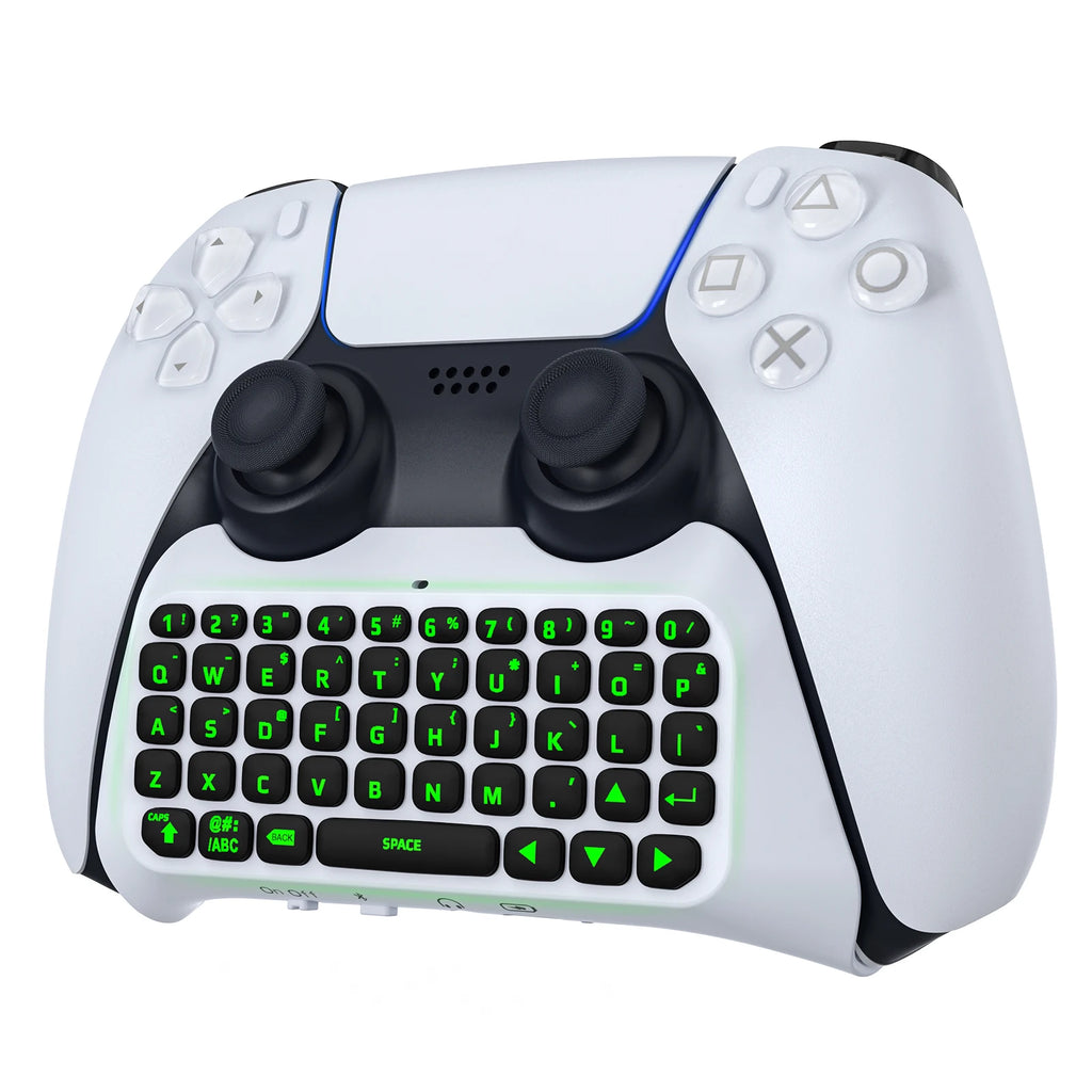 لوحة مفاتيح بإضاءة خلفية RGB لجهاز تحكم PS5، لوحة دردشة لاسلكية صغيرة تعمل بالبلوتوث لجهاز بلايستيشن 5 مع مكبر صوت مطور