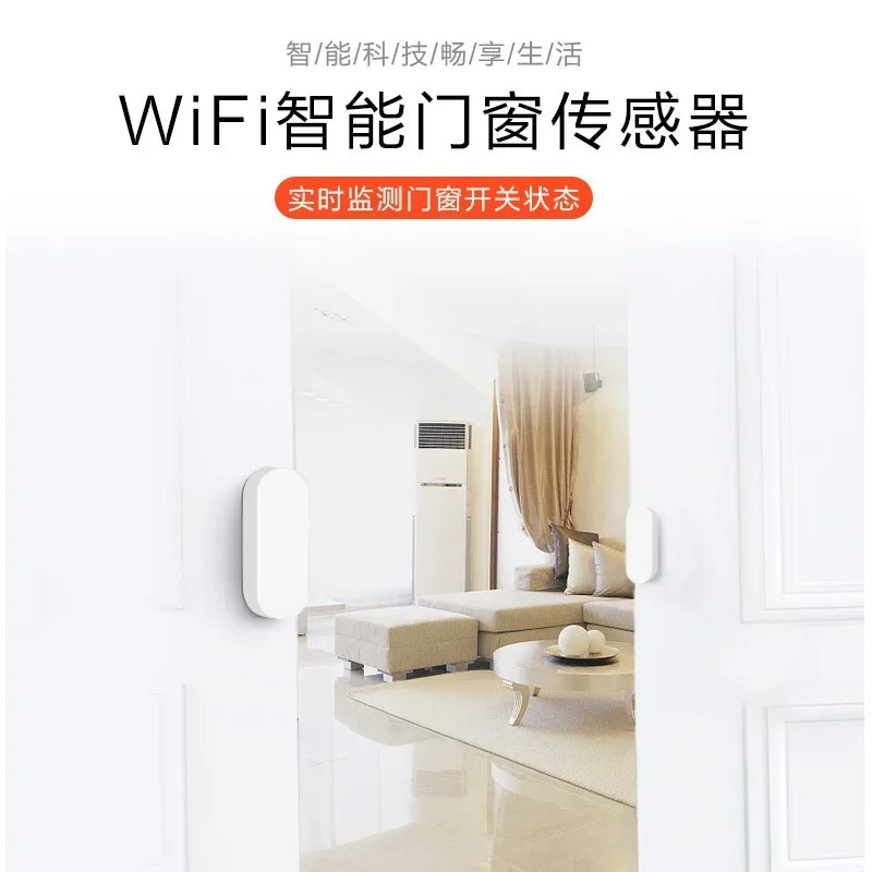 مستشعر ذكي لباب ونافذة بتقنية WiFi قطعتين - جهاز استشعار ذكي للمنزل الذكي والحياة الذكية