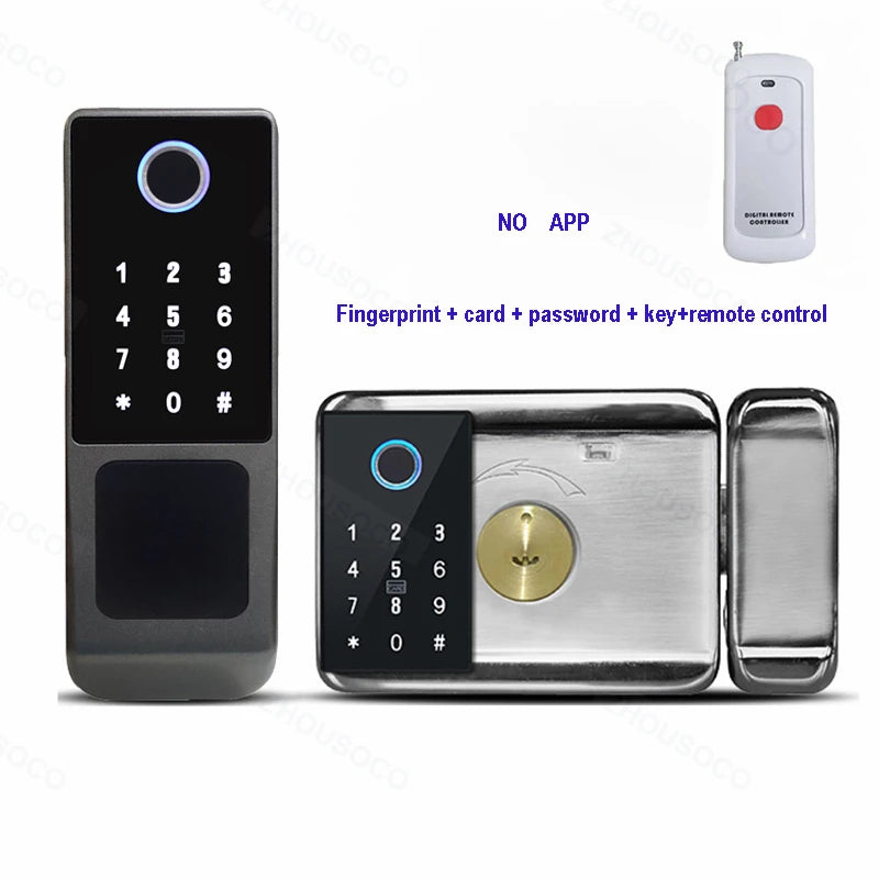 Tuya Wifi Smart Lock Outdoor Waterproof Fingerprint Biometric Digital LockTTLock App Card Keyless Electronic Smart Door Lock
