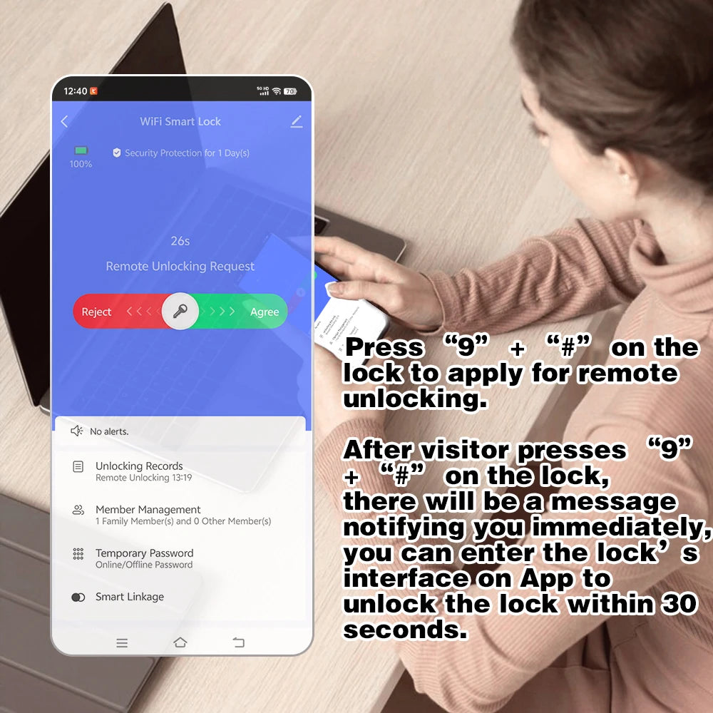قفل باب ذكي مع واي فاي Tuya APP قفل إلكتروني رقمي لباب خشبي بصمة بيومترية للمنزل الذكي فتح عن بعد