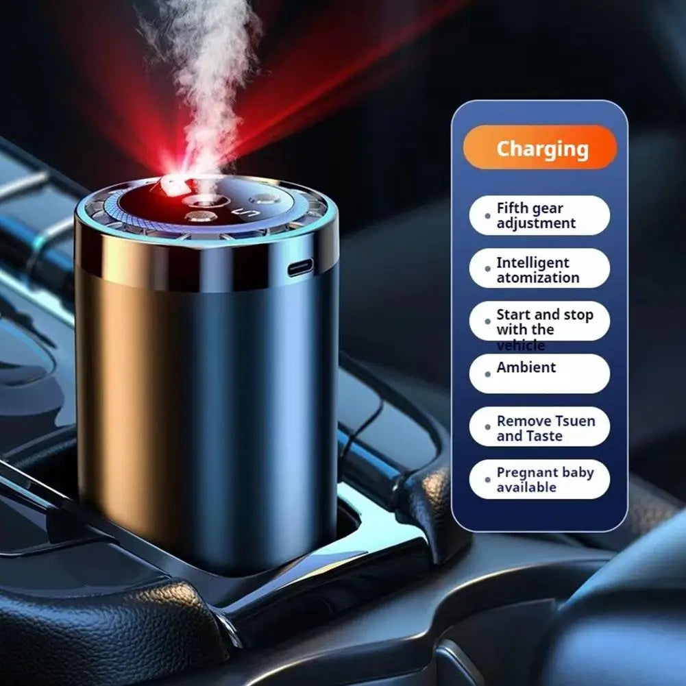 معطر جو ذكي للسيارة بـ 5 سرعات وشحن، آلة عطرية أوتوماتيكية ذكية للسيارة مع إضاءة سقف محيطية بنجوم.
