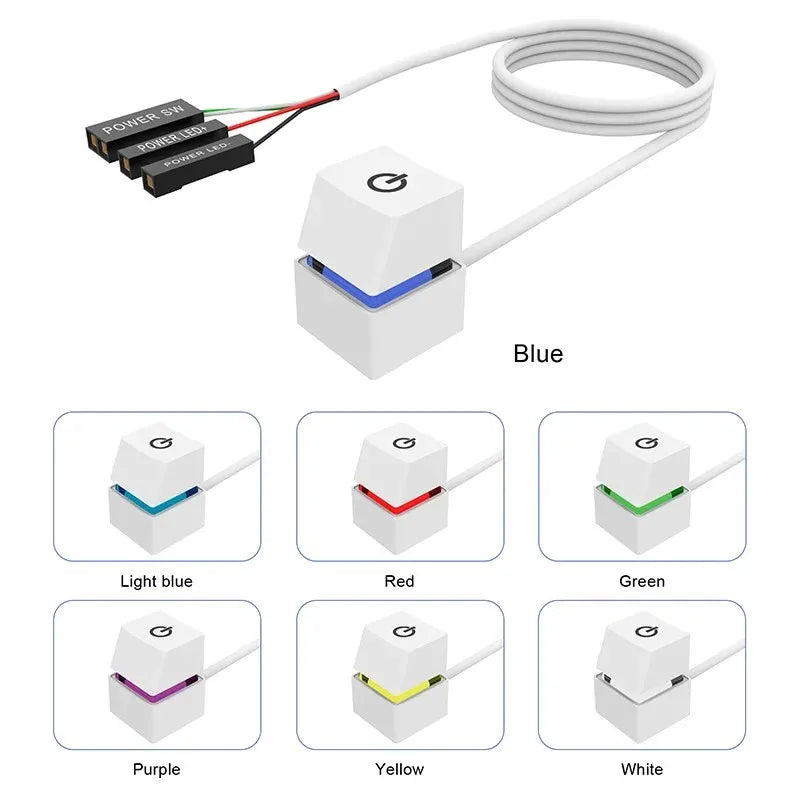 RGB LED Lights Computer Desktop Switch 2M PC Motherboard External Start Power On/Off And Reset Button Extension Cable Key Switch